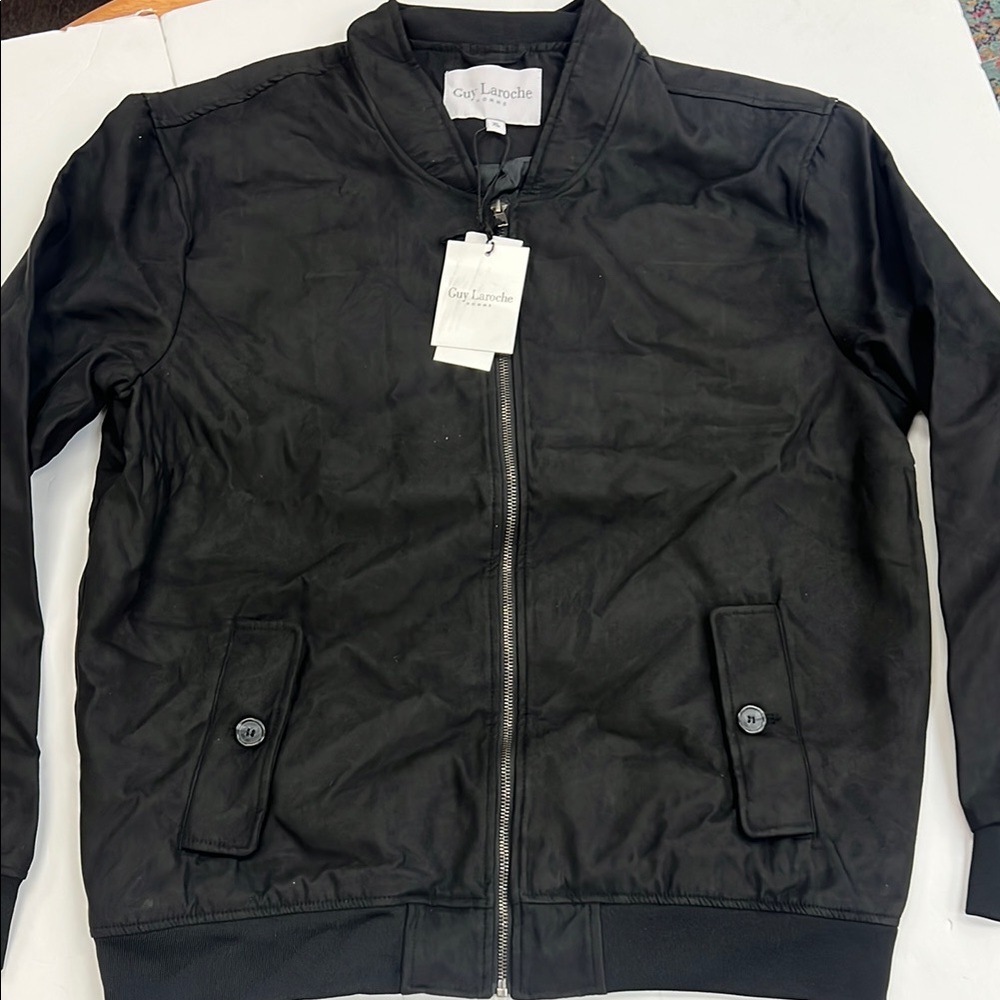 Guy Laroche Black Bomber Jacket Lightweight Design NWT - Picture 2 of 7